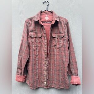Kuhl Brand Men’s Shattered Rust Plaid Flannel Size MD
